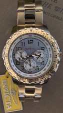 Invicta Men's 45mm Specialty Pilot Chronograph Silver Dial Gold Tone Watch 11369