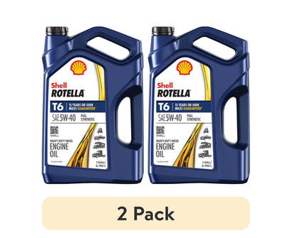 (2 pack) Shell Rotella T6 Full Synthetic 5W-40 Diesel Engine Oil, 1 Gallon