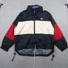 Vintage 90s Tommy Hilfiger Jacket Mens XL Windbreaker Colorblock Hooded