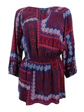 Tommy Hilfiger Women's Printed Split-Neck Tunic (XS, Multi)