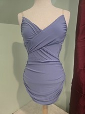 Fashion Nova Call The Shots Blue Mesh Mini Dress L