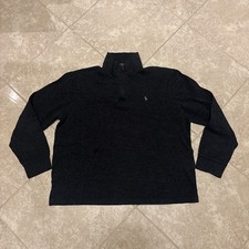 Polo Ralph Lauren Sweater Mens Large Black 1/4 Zip Estate Rib Preppy Old Money