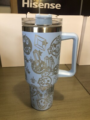 40 oz Blue Diamond￼ Tumbler with Straw Stainless Steel Vacuum Insulated Car Mugs