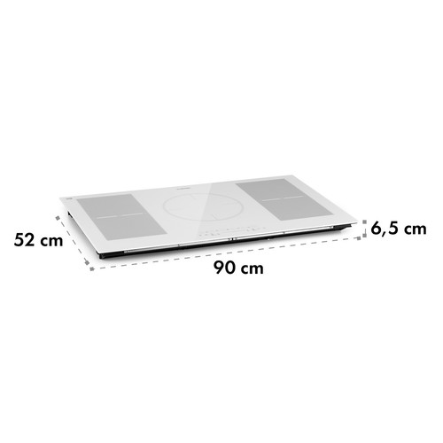 Induction Hob 90 cm 5 Ring Glass Ceramic Induction Range Cooker White Electric