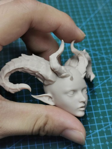 1/6 1/12 1/18 1/24 Unpainted Horned Elf Witch Head Sculpt Model For Figure Body - Picture 11 of 11