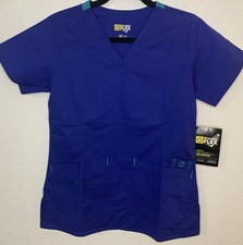 Wonder Flex Brand New Women  s Scrub Top 3 Pockets Royal Blue Size XS