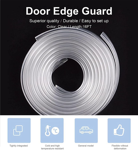 Car Door Edge Guards, 16Ft Clear Chrome Universal U Shape Rubber Sealed Door Edg - Picture 2 of 12