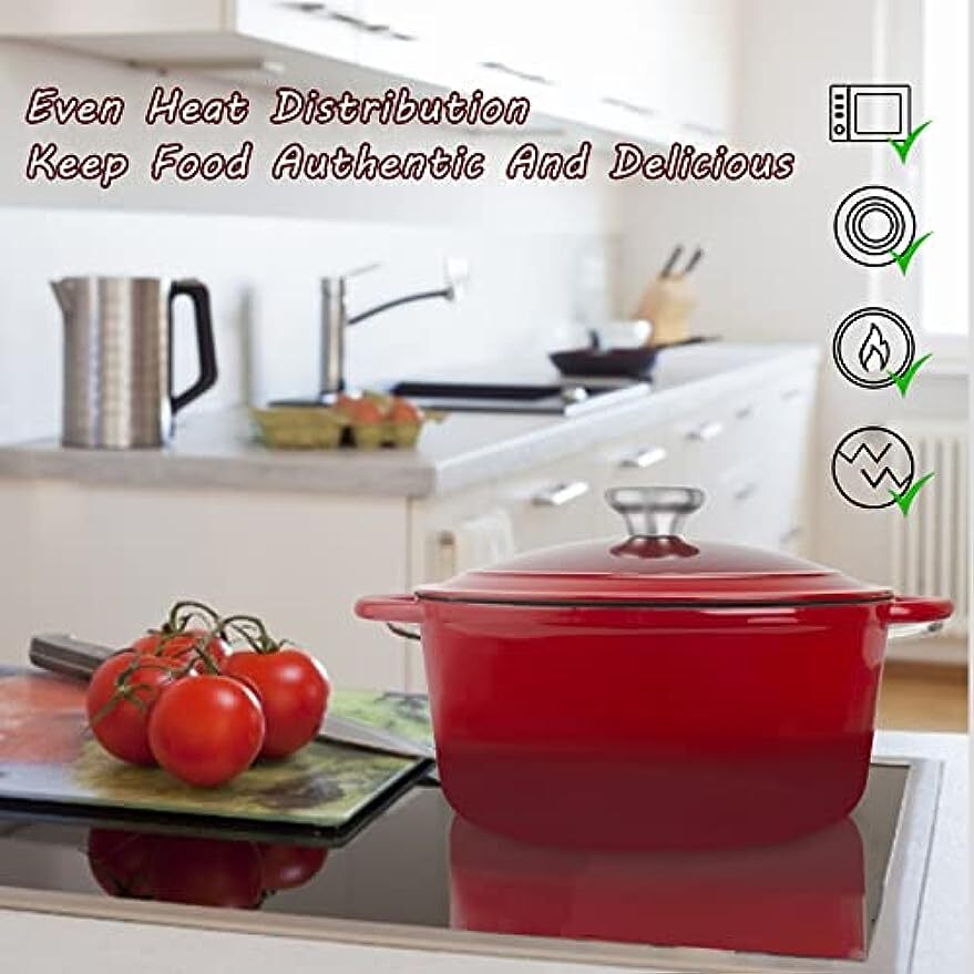 Emaille Kochtopf 9 Liter Mit Deckel | Induktion Geeignet | Rustikaler Suppentopf