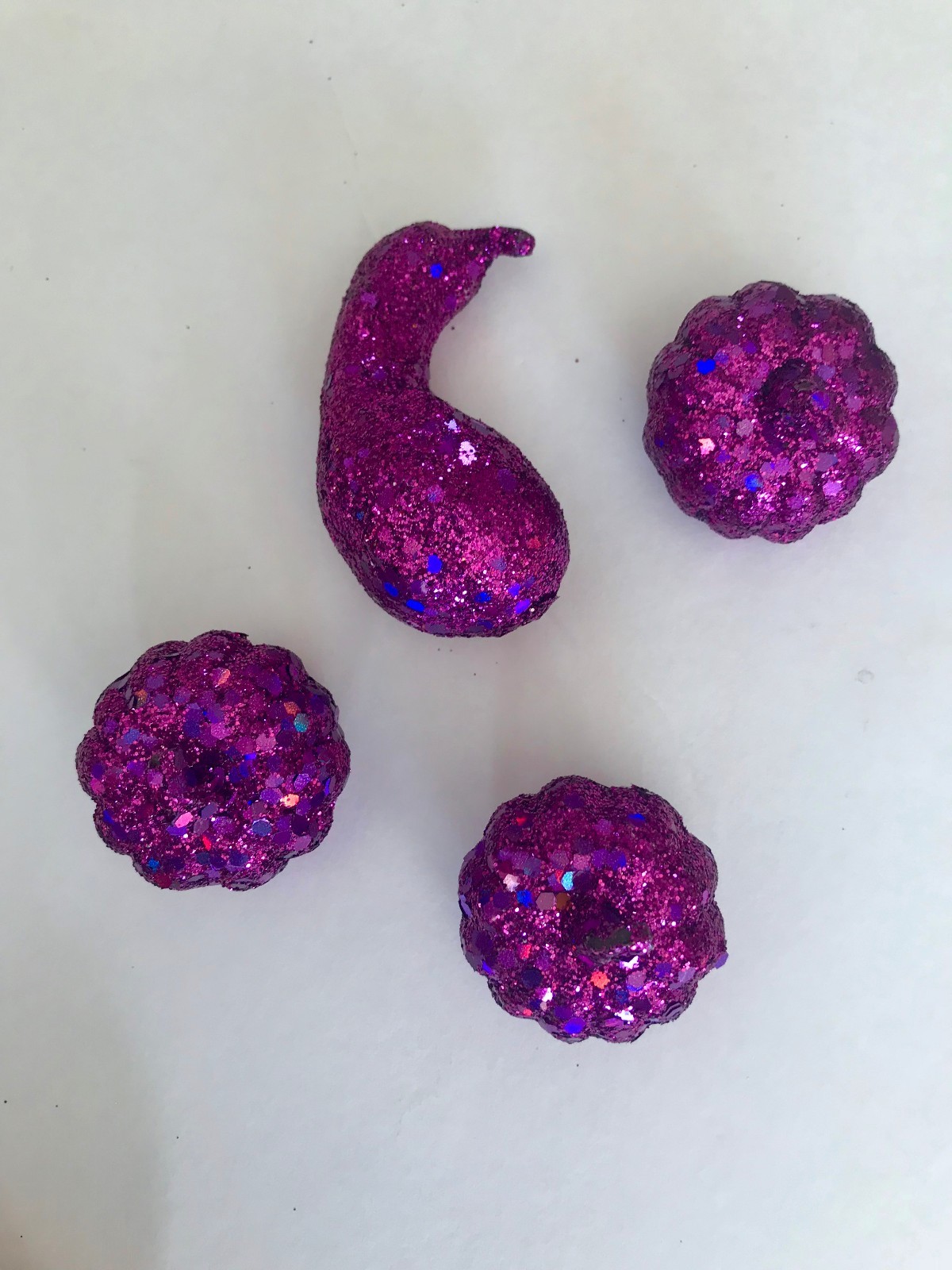 4 Pk/Mini Gourd & Pumpkins Halloween Floral Glitter Decor Supply Craft