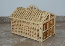 CESTO IN VIMINI TRASPORTO PICCOLI ANIMALI DOMESTICI CANE GATTO CRICETO CONIGLIO