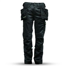 WorkGearUK Work Trade Cargo Multi Pocket Flex Trousers, Grey/Black Waist 30-42"