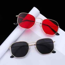 Fashion Small Square Sunglasses for Men and Women Polygon Mirrored Lens Sun