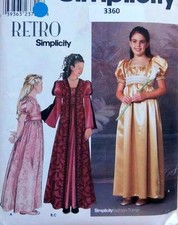  9078 Girls Renaissance Formal Dress  Long Vest Costume Pattern sz 12-16 UNCUT