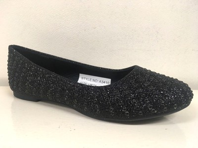 flat black party shoes