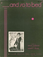    and so to bed, Ethel Shutta Photo, 1932 vintage sheet music