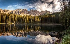 Landscape nature alps dolomites mountains lake trees Custom Gaming Mat Desk