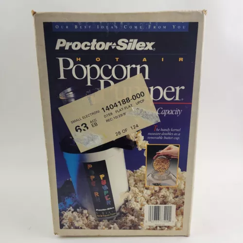 Proctor Silex H7340 Popcorn Pumper 5 Quart Hot Air Corn Popper. Vintage Sealed