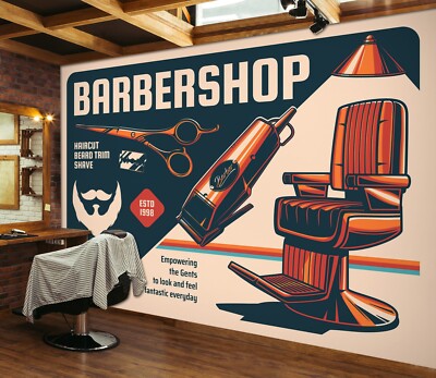 3D Charming J2006 Hair Cut Barber Shop Wallpaper Mural Wall Print Murals Erin