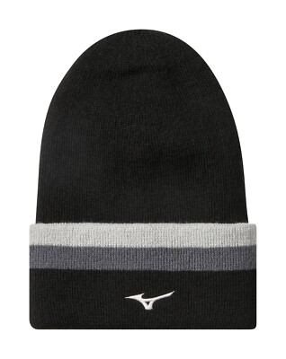 Mizuno Wintermütze Breath Thermo Winter Knit Beanie, Farbe: Schwarz