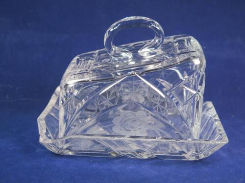 VINTAGE CUT GLASS Cheese Dish Floral Pattern - Picture 2 of 5