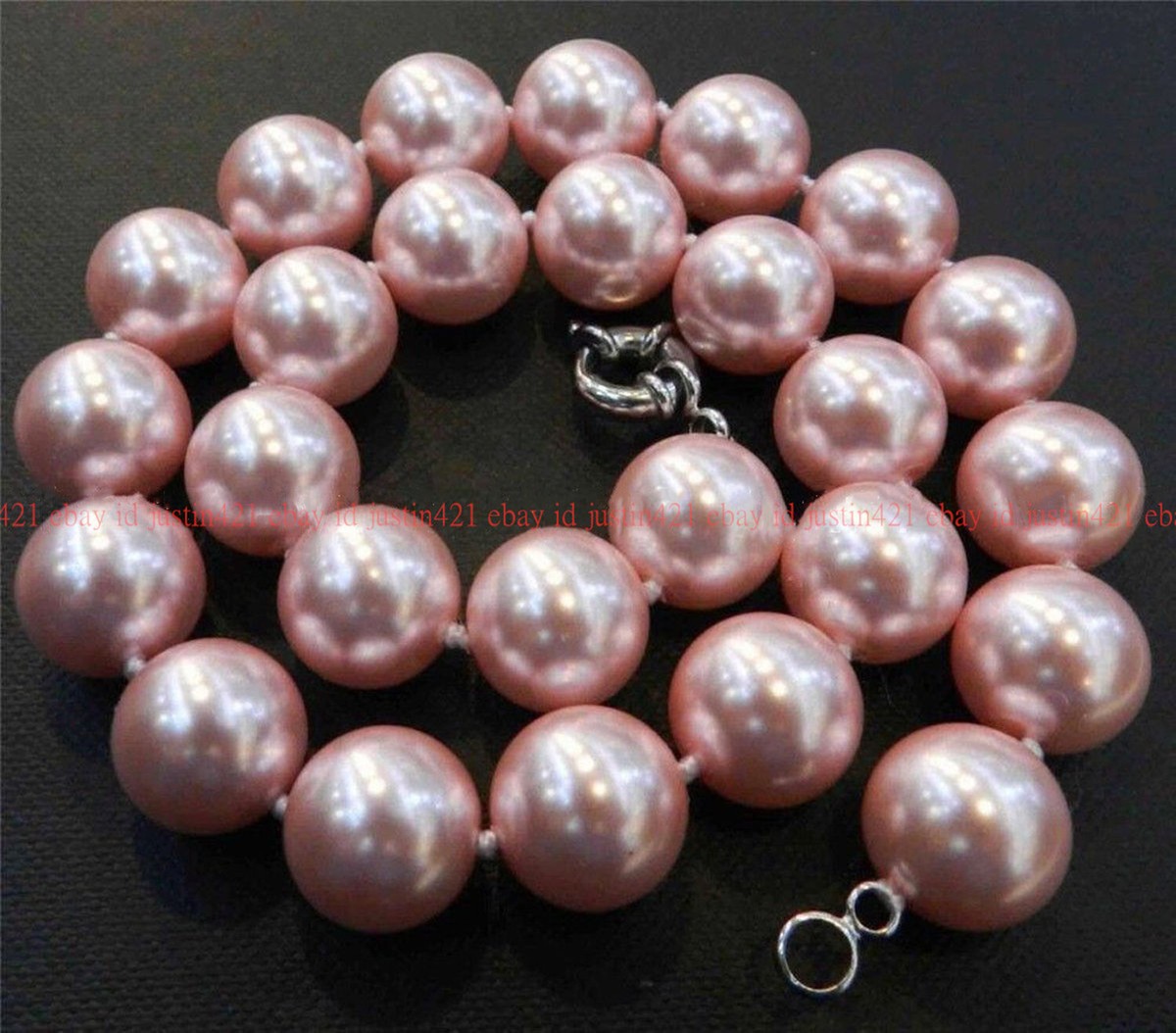 8-14mm Multicolor South Sea Shell Pearl Necklace – 18" Strand With Silver Plated Beads