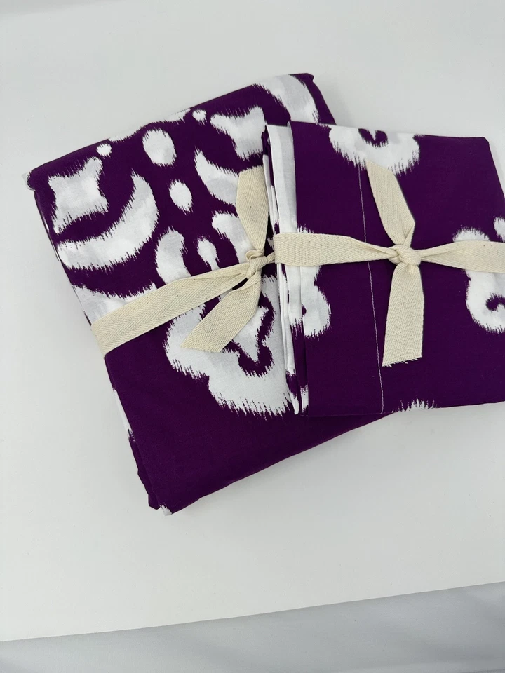 Funda nórdica Pottery Barn Teen Dorm Ikat Medallion con doble farsa estándar XL púrpura Foto 2 de 4