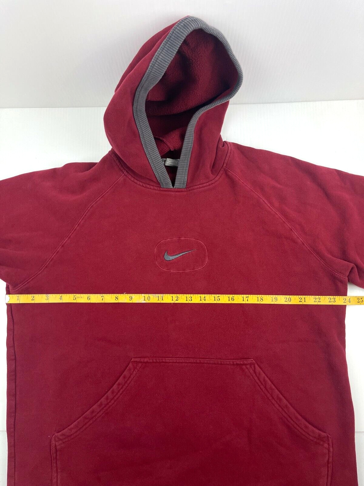 RARE Vtg Nike Center Swoosh Check Hoodie Silver Tag Red/Maroon Sweatshirt Sz Med image 10