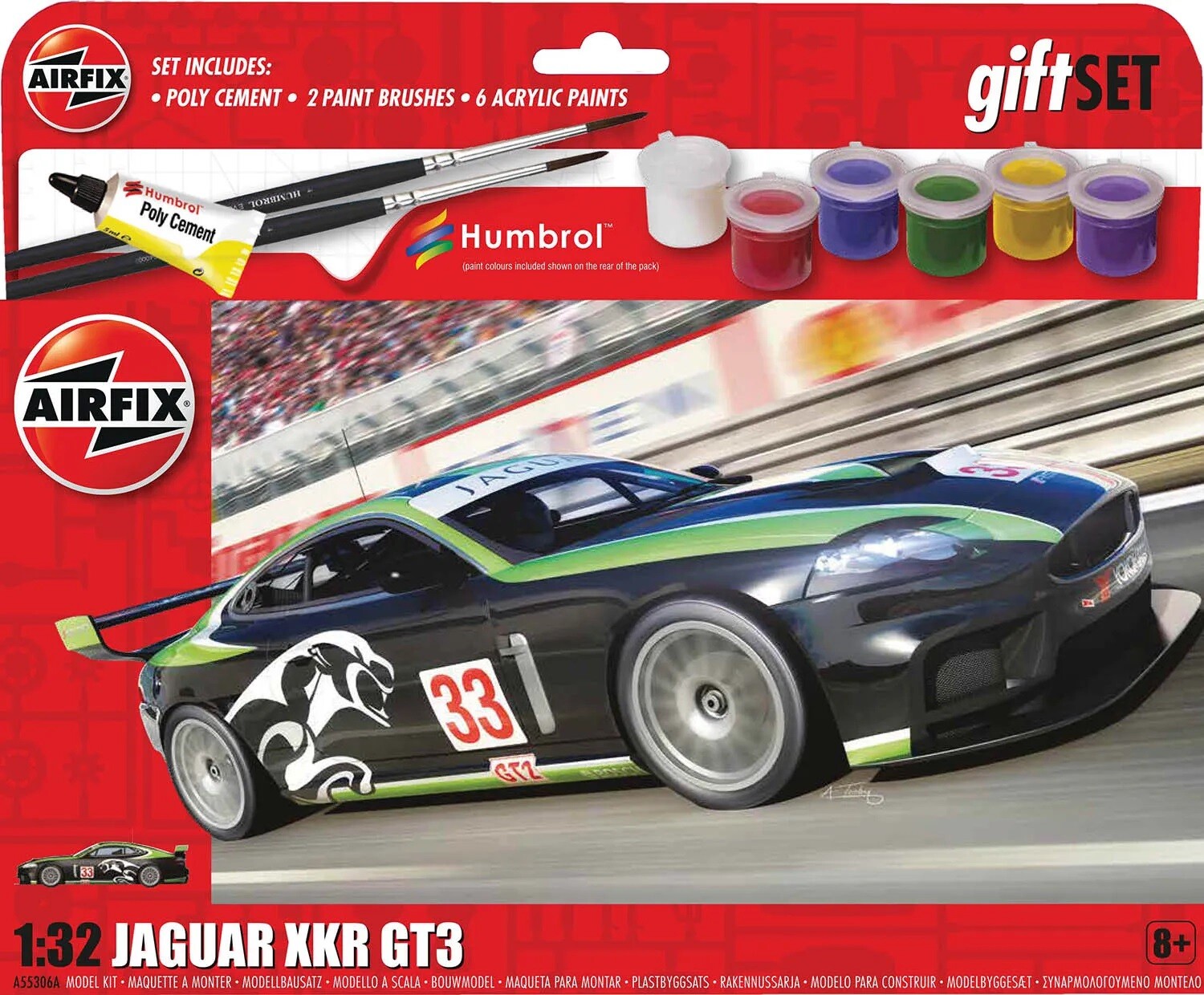 Airfix A55306A Jaguar XKR GT3 Plastic Kit Starter Set