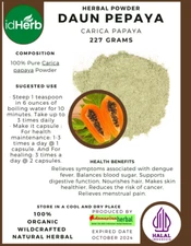 50-500 gr POWDER CARICA PAPAYA DAUN PEPAYA ORGANIC NATURAL HERBAL HERBS