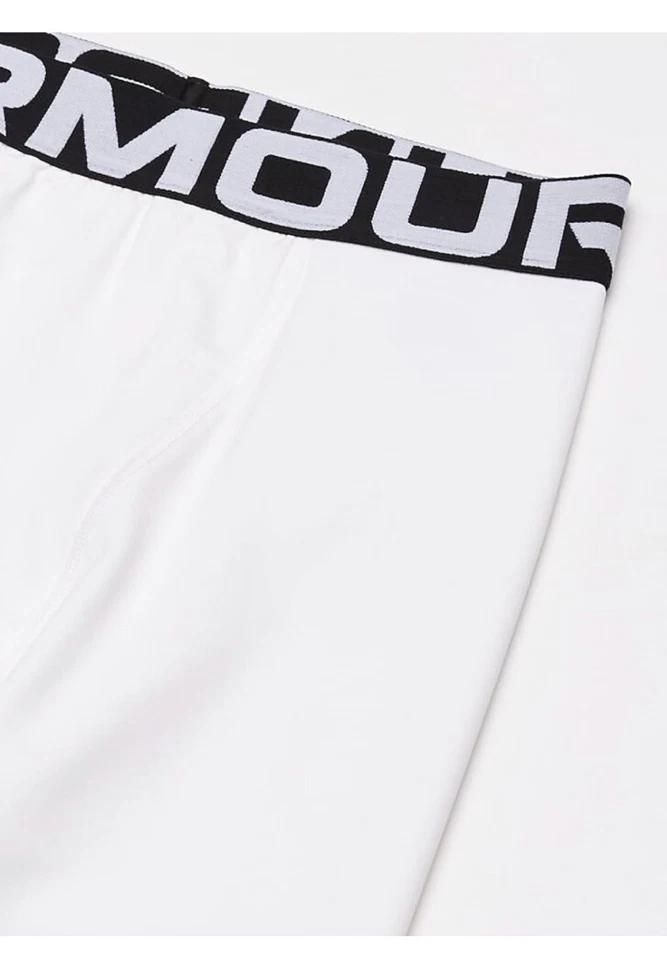 Under Armour Boys' ColdGear Armour Fitted Leggings White/Black YLG - Image 2 of 4