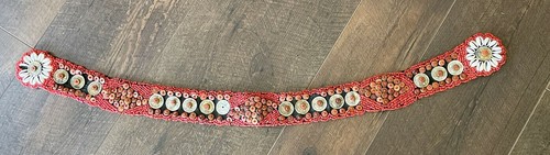 Vintage beaded ethnic hand made belt piece / clothing decoration Coins Africa? - Picture 8 of 12