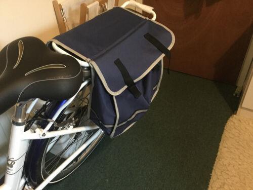 Double Bicycle Pannier Bag Blue Tandem Or Solo Front Or Rear Rack Twin Pannier - Picture 2 of 3