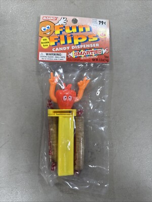 VTG 1994 Alberts FUN FLIPS Candy PEZ LIKE Dispenser Container APPLE Kid NEON B2