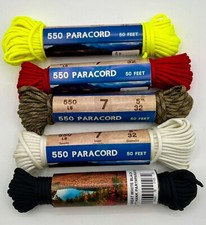 Paracord Made in USA 50 feet 550 lb. 100 nylon, braided pick color