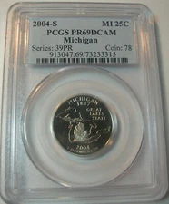 2004-S Clad Michigan State Quarter - PCGS PR69DCAM