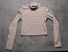 Vero Moda Cropped Shirt Womens XS Pastel Stripe Long Polyester Spandex