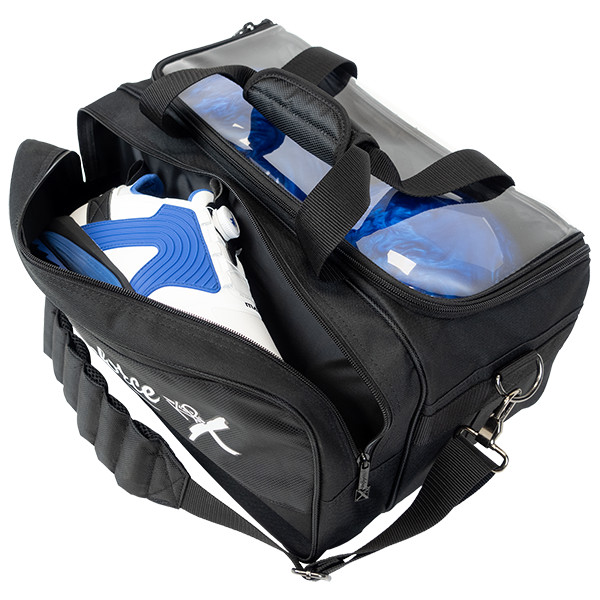 KR Strikeforce Fast Double Black 2 Ball Tote With Shoes Bowling Bag