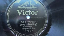 Margaret McKee 78rpm Single 10-inch Victor Records #18755 Salut s'Amour  