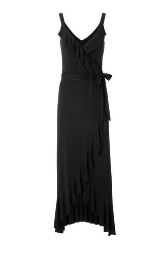 Boden Nora Black Wrapover Maxi Dress UK 6P Jersey Frill Strappy Salsa NEW J0441 - Picture 4 of 8