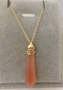 Authentic Gold Plated Red agate Crystal Healing Point Chakra Stone Pendant Set