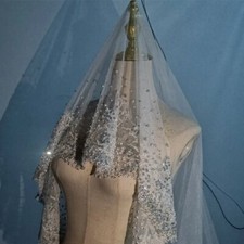 Luxurious Beaded Sequined Veil Romantic Wedding Accessories Pearl Cathedral