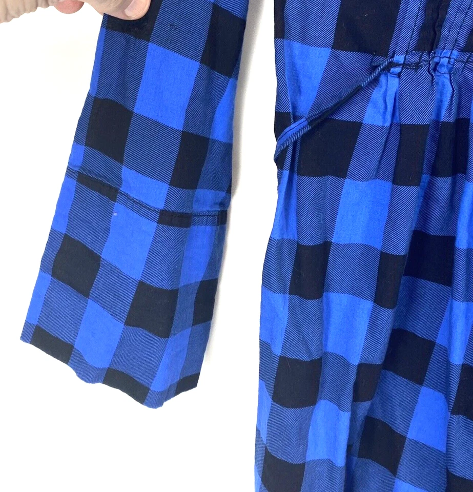 Top Popover Miley Cyrus Max Azria Azul Botón a Cuadros Mangas 3/4 Talla XL RN80734 Foto 2 de 4