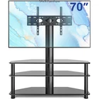Modern Universal Glass Floor TV Stand with Swivel Mount for TVs up to 75 inch