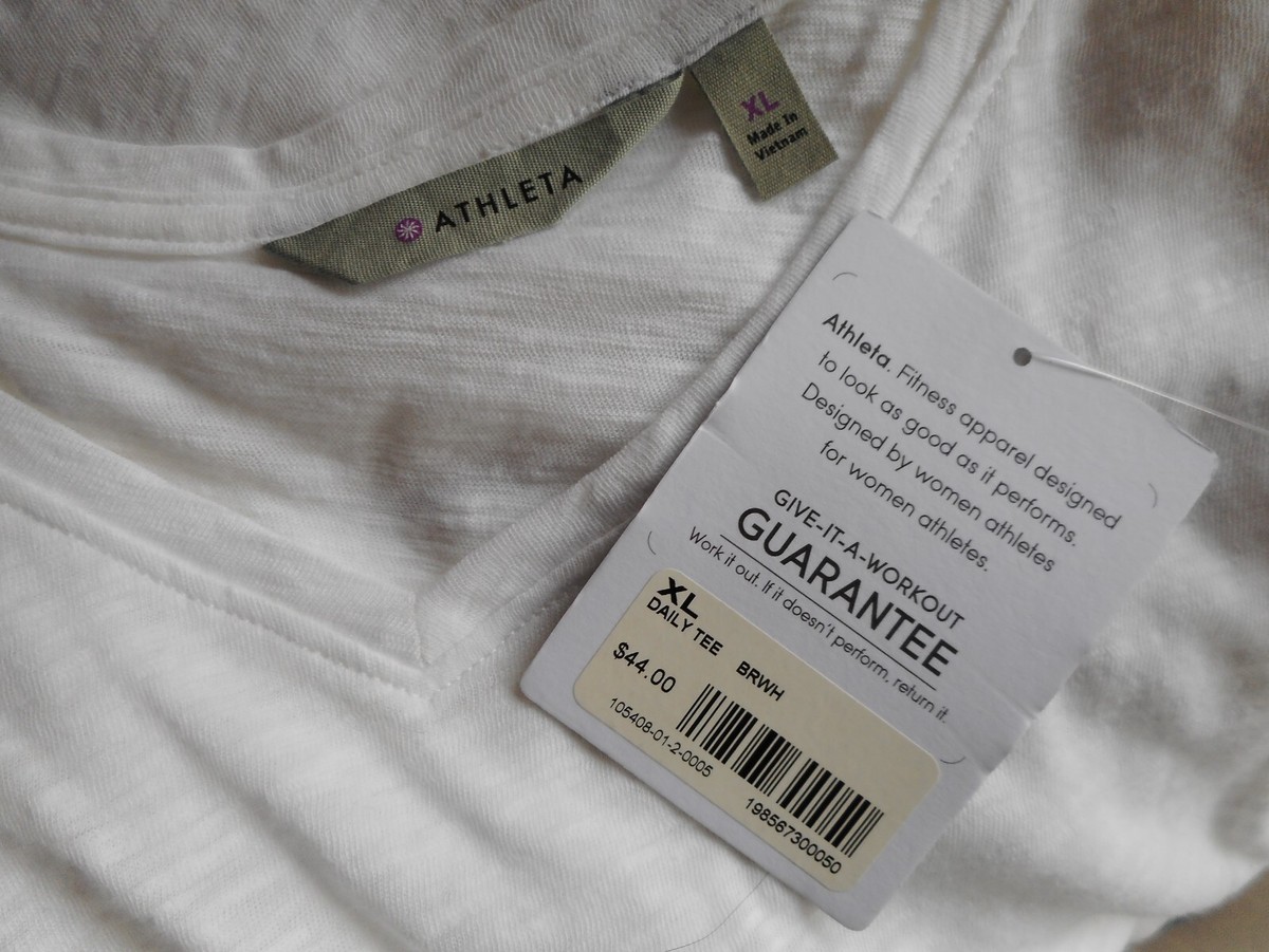 NWT $44 ATHLETA White Stretch Cotton Tee Top Shirt Blouse Normcore