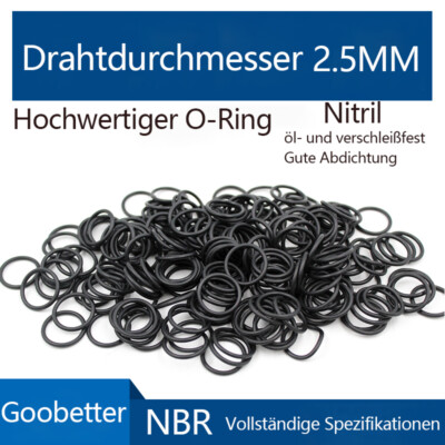 Drahtdurchmesser 2.5mm OD 64-250mm O-Rings Buna N Wasserdicht Ölbeständig NBR