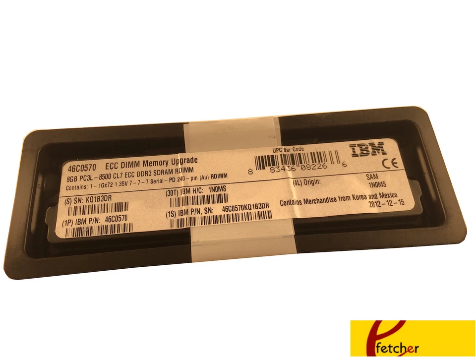 New 46C0582 46C0570 IBM 8GB PC3L-8500R DDR3-1066 REG ECC 4RX8 RDIMM VLPDIMM - Image 2 of 3