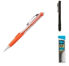 Pentel Twist-Erase Click Pencil Kit 0.7mm Lead Clic Eraser Orange School Office