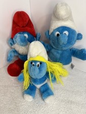 Vintage Plush Smurf Lot Of 3 Papa Smurf, Smurfette, Smurf 1979  1981