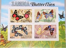 ZAMBIA SAMBIA 1980 Block 10 S/S 223a Schmetterlinge Butterflies Insects MNH