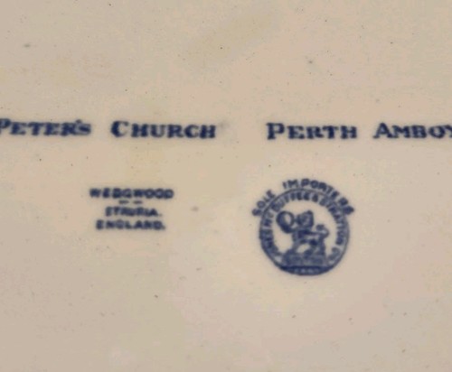 Iglesia de San Pedro Nueva Jersey Plato de Cerámica Perth Amboy Wedgwood Azul Blanco Flora - Imagen 8 de 10